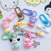 Sanrio 1 pièce (agréée) Porte-clés anneau de natation Sanrio 888 avec crochet, accessoire de dessin animé mignon, cadeau parfait pour les meilleurs amis ou les jeunes filles. Accessoires pour voiture, breloques de sac, sacs à dos pour l'école disponibles en gros.