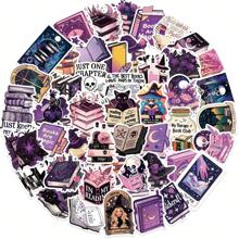 50 pezzi Adesivi a forma di libro da strega per Kindle, adesivi in vinile estetici e magici da strega per laptop, iPad, e-book reader, borraccia, ragazze, romanticismo erotico (viola), forniture scolastiche, ritorno a scuola