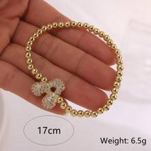 1pc, 18k Gold Plated A-Z Initial Bubble Bracelet Classic Fashion CZ Pave Charm Beads Stretch Design Gift