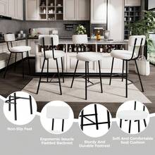 Counter Height Bar Stools Set Of 2 / Set Of 4, 24" Boucle Barstools With Back, Modern Upholstered Bar Chairs For Kitchen Island, Dining Room, Cafe - Kem Trắng - Xem 5