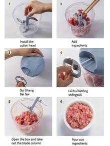 1/2-funkcyjny ręczny siekacz do żywności, robot kuchenny z uchwytem i pokrywką, narzędzie do krojenia warzyw, wielofunkcyjna niszczarka do użytku domowego, krajalnica i tarka (z koszykiem odpływowym), prasa do czosnku, maszynka do mielenia, idealny prezent do kuchni, łatwy w obsłudze, prosty do płukania, do przygotowywania jedzenia dla niemowląt, do mielenia mięsa, ostre ostrza. - Maszyna do losowej sałatki czosnkowej 279-5 - Zobacz 8