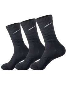 6 Pairs Men's White Solid Color Casual Mid-Calf Breathable Socks
