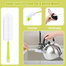 5 pièces Set de brosse de nettoyage de biberon bébé - Brosse à bouteille à long manche pour bouteilles à col étroit, en plastique durable, idéal pour la cuisine et l'extérieur, fournitures de nettoyage de cuisine essentielles