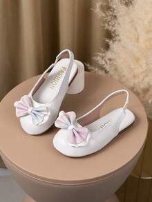 1双时尚儿童彩色蝴蝶结平底鞋，2026新款简约优雅儿童四季平底鞋 - 米色 - 查看 5