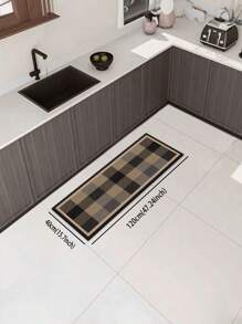1 pezzo Tappetino da cucina in gel di silice, colore cachi con disegno a blocchi di colore, design lineare, stile minimalista di lusso, tappeto da cucina imbottito anti-fatica, tappeto da cucina assorbente l'acqua e antiscivolo, spessore di circa 3 mm, rifilabile, tappetino morbido e durevole con superficie in tessuto, strato intermedio in schiuma, fondo in gomma, adatto per cucina, bagno, ingresso, lavanderia