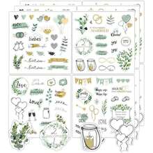 4 件婚礼贴纸，适用于剪贴簿，防水新娘送礼会贴纸，自粘剪贴簿贴纸，婚礼策划师贴纸，适用于婚礼邀请函、订婚周年纪念，复古婚礼贴纸，适用于留言簿或相册，充满爱意，爱情贴纸，适用于剪贴簿学校用品，返校 - 彩色 - 查看 12