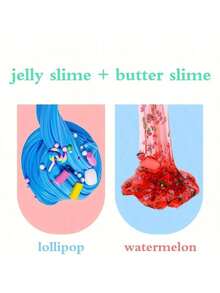 1pc 100ml Lollipop/Watermelon Butter Slime, Cream Scented Slime Birthday Gift, Soft & Non-Sticky DIY Slime Kit Party Favor, Valentine/Easter/Christmas/Halloween Filler [Random Sticker]