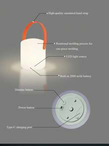 1PC Fashionable And Minimalist Handheld Table Lamp, Supports Convenient Charging, Equipped With 15 RGB Colors, Supports Remote Control Dimming Function, Suitable For Bedrooms, Living Rooms, Bedside Tables, Camping, And Other Scenarios. Decorative Night Light, Room Decoration Light.