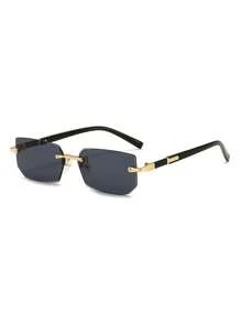 Colorful Square Fashion Glasses For Men, Narrow Frameless Fashion Glasses, Suitable For Summer Sun Protection, Beach Vacation, Outdoor Sports, Party, Self-Driving, Fishing, Cycling, Shopping And Taking Photos Accessories Back To School Fashionable Preppy School Look