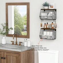 Local Delivery -Hanging Wall Fruit Basket For Kitchen Counter 2 Pack, Stackable Wire Baskets For Organizing With Wood Lid, Potato And Onion Storage Bin With Banana Hook For Vegetable Produce, Black + Rustic - Black + Rustic Brown - View 4