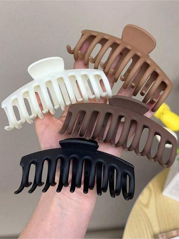 4/3/1pc Solid Color Retro Classic Large Hair Clips, Fashion Solid Color Large Hair Clips Suitable For Thick Hair, Strong Grip Hair Clips, Hair Clips Women Fashion Hair Accessories Beauty Claw Clips Casual Hair Claw Fall Winter For Vacation Outfits Woman