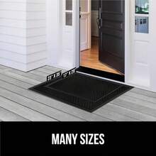 GORILLA GRIP 100% Impermeable Alfombra de Entrada WeatherMax para Todas las Estaciones, Diseñada en EE. UU., Caucho Natural, Resistente a Manchas y Desvanecimiento, Alfombras de Entrada de Bajo Perfil para Interior y Exterior, Fácil de Limpiar, 17x29 Diamante Gris - Diamante negro - Ver 9
