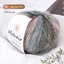 渐变彩虹色马海毛纱线，条纹渐变彩色纱线，适合 DIY 手工，适用于编织时尚镂空毛衣、围巾、帽子和女士披肩