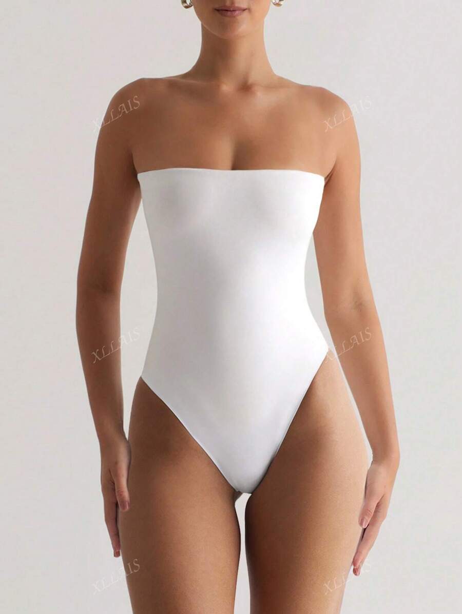 Body de mujer con doble capa de tela, elástico y blanco, de uso diario y casual, sin mangas, adecuado para todas las estaciones, de la marca XLLAIS