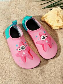 1 par de calçados aquáticos infantis de cano baixo, sem cadarço, cabedal elástico, sola antiderrapante e durável, design de desenho animado, versátil para praia, resort, esportes indoor, ioga, corrida, leve e de secagem rápida, perfeito para primavera/verão - Multicolorido - Ver 4