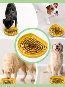 Tigela de silicone quebra-cabeça para alimentação lenta de animais de estimação com ventosa para mamadeira, anti-asfixia, design antiderrapante, fácil de limpar, material de silicone, ajuda na digestão, reduz o tédio, redutor de ansiedade, alimentador para cães e gatos