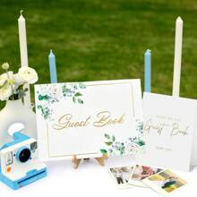 1PC Wedding Guest Book For Guests To Sign, Elegant Wedding Guestbook Ideas, Sign In Book For Bridal And Baby Shower,100 Thick Lined And Blank Pages For Party, Wedding Books