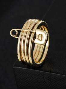 1 pièce Bague avec design de broche minimaliste et finition lisse pour femme, convient pour la décoration quotidienne et les cadeaux