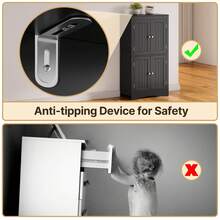 43 "Bathroom Storage Cabinet, Storage Floor Cabinet With Adjustable Shelves And 4 Magnetic Doors, Suitable For Bathroom, Living Room - 黑色 - 查看 11