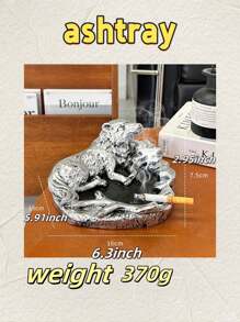 1pc Silver Resin Creative Animal Design Decorative Ashtray For Home And Living Room. Suitable As A Holiday Gift Or As A Gift For Your Boyfriend.