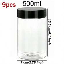 9pcs 7cm Diameter Plastic Storage Jars With Lids, Paints, Creams, Masks, Eye Cream, Face Cream PET Wide Mouth Clear Sample Packaging Bottles, Travel Cosmetics Containers - Black and White - View 16