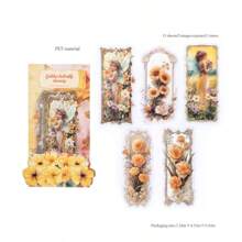 1 Pack 15 Pcs Vintage Style Flowers And Elves Theme Long Strip Stickers Personalized Journaling DIY Collage Card Material Handmade Hand Account Art Notebooks Office & School Supplies School Supplies, Back To School