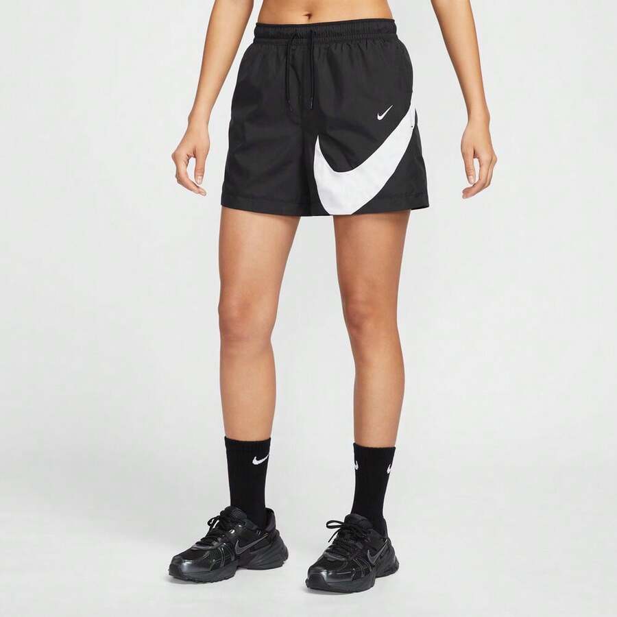 Nike Women's AS W NSW CLS WVN MR 5" Logo Woven Shorts HM8980-010 - Black - View 1