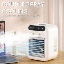 Aire acondicionado portátil, AC portátil personal con 2 velocidades y 2 modos de niebla, enfriador de aire recargable con batería de 1800mAh, aire acondicionado portátil silencioso para habitación, coche, oficina y exteriores, color blanco
