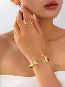 1pc Minimalist Geometric Petal Charm Bracelet, Suitable For Women Everyday Wear - Petal Armlet - View 8