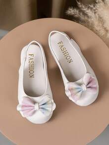 1双时尚儿童彩色蝴蝶结平底鞋，2026新款简约优雅儿童四季平底鞋 - 米色 - 查看 2