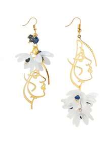 1pair Fashionable Unique Asymmetric Colorful Earrings Combo For Outdoor Travel, Party, Wedding, Holiday Gift