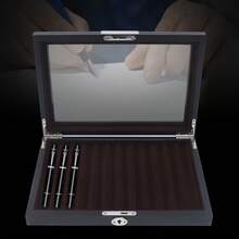 InSyoForeverEC Wooden 12-Slot Pen Case, Pen Display Cabinet, Case That Can Hold 12 Pens, Pen Case With Anti-Theft Lock And Key, Corrosion Resistance And Durability Pen Case, Suitable For Storing Pens Such As Pencils, Ballpoint Pens, Etc. - 黑色 - 查看 5