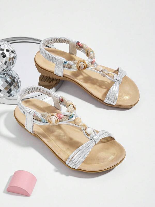 1 Pair Simple Fashion Comfortable Versatile Outdoor Beach Flat Sandals