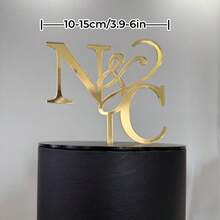 1 Pieza de Decoración Personalizada Inicial para Pastel, Tapa de Pastel de Boda, Tapa de Espejo Acrílico Dorado, Tapa de Pastel de Compromiso, Tapa de Pastel de Pareja, Pastel de Boda, Decoración Personalizada - Multicolor - Ver 6