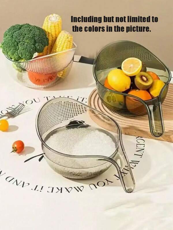 Multi-Functional Rice Washing Sieve With Handle And Water Scoop - Simple Kitchen Utensil, Drain Basket For Washing Rice And Vegetables