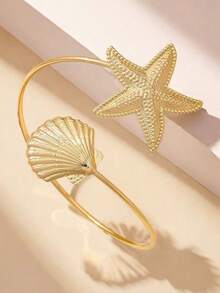 1 件简约时尚百搭海水风格海星和贝壳手镯