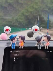 2pcs Cute Couple Doll Decorations For Car Interior, Fit For Dashboard, Air Vent, Display