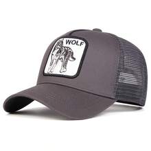 1pc Men's Wolf Embroidery Letter Trucker Hat, Casual Baseball Cap, Streetwear Style For Spring, Autumn, Travel, Vacation - Multicolor - View 5
