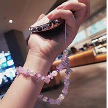1 件珍珠水晶珠手工手机挂饰/饰品 - 紫色 - 查看 3