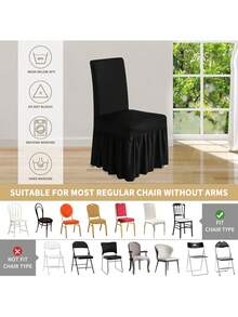 1/4 chiếc Vỏ bọc ghế dài bằng lụa sữa màu trơn, bọc toàn bộ, chống trượt, bền, có thể giặt, độ đàn hồi cao, co giãn, dễ dàng vừa vặn với vỏ bọc bảo vệ đồ nội thất thông dụng, thích hợp cho tiệc tùng, đám cưới, tiệc chiêu đãi, sự kiện, ăn uống, lễ kỷ niệm - màu đen - Xem 7