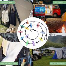 Corde à linge rétractable et portable avec 12 pinces pour les voyages, le séchage du linge à l'intérieur, le camping à l'extérieur, pinces de positionnement élastiques résistant au vent, style coréen