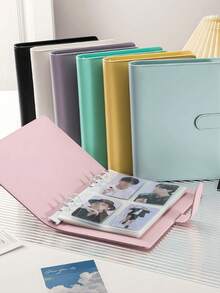 A5 Size PU Binder With 20pcs Sleeves, 3inch 5inch Ring Organizer Postcard Album - White & Pink, Autograph Collection Book, Graduation Photo Album, Life Photo Storage, Birthday Gift, Memorabilia - White - View 2