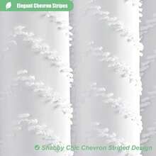78 Inches Long Shower Curtain, Boho Tufted  Striped Tall Cloth Shower Curtains For Bathroom Decor, Large Hotel Spa Luxury Shower Curtain Set With Hooks, Wrinkle Free, White, 72x78 - 白色 - 查看 2