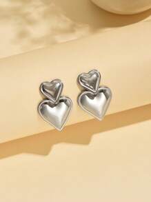 1 par de pendientes con forma de corazón de acero inoxidable, elegantes, delicados y personalizados para mujeres