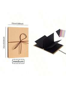 Scrapbook Albums Hardcover Photo Albums With DIY Accessories Set, Stretchable Folding Adventure Book, Kraft Paper Photos Collection Memory Book For Wedding Anniversary Valentine's Day Christmas School Supplies, Back To School - Black - View 10