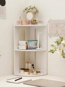 1 Giá để đồ góc bàn nhiều lớp màu trắng, Giá để đồ gắn tường cho giá sách, phòng ngủ, ký túc xá, trang trí văn phòng tại nhà - trắng - Xem 7