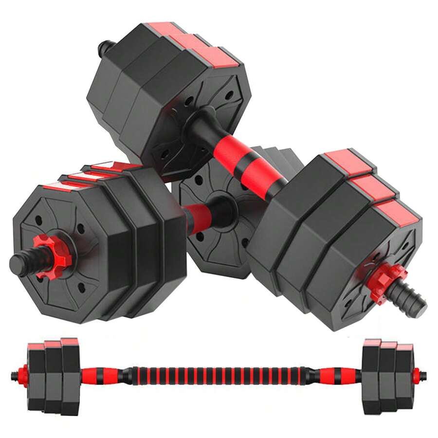 Adjustable Weights Dumbbells Set,Men And Women Free Weight Set Fitness Home Equipment,3 In 1 Adjustable Weights Set For Home Gym Used As Dumbbell Barbell Push Up Stand - 黑色 - 查看 1