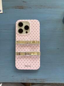 1 pieza Funda de teléfono protectora suave y linda con moño 3D punteado metálico y de moda para 11/12/13/14/15/16/Pro