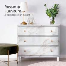 1 卷亮面大理石接触纸即撕即贴壁纸，房间装饰台面家具防水自粘可拆卸盖墙贴，适用于厨房浴室柜抽屉架衬垫乙烯基卷 - 彩色 - 查看 6