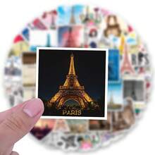 50 PIEZAS Pegatinas de París Pegatinas de vinilo estéticas para Scrapbooking, Diarios, Portátiles, Parachoque, Monopatín, Botella de agua, Computadora, Teléfono, Dibujos animados, Casco de trabajo, Pegatinas y Calcomanías para Automóvil